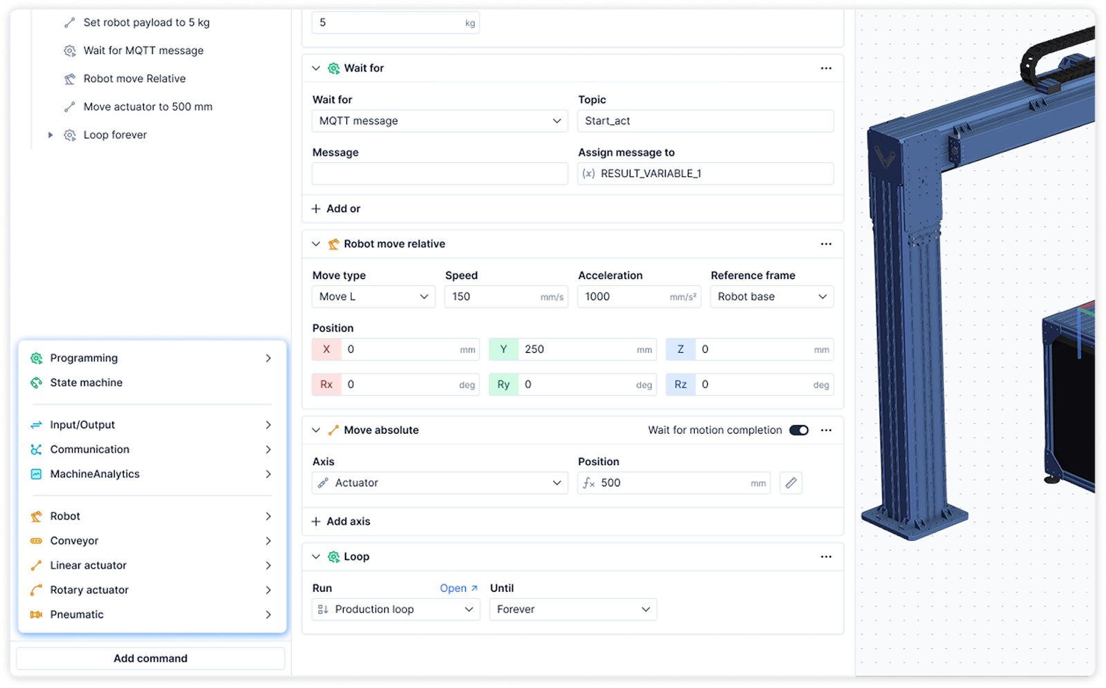 New Command Mennu MachineLogic