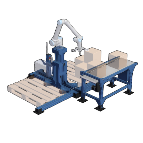 Fixed Telescopic Column Cobot Palletizer with UR10 & Conveyor